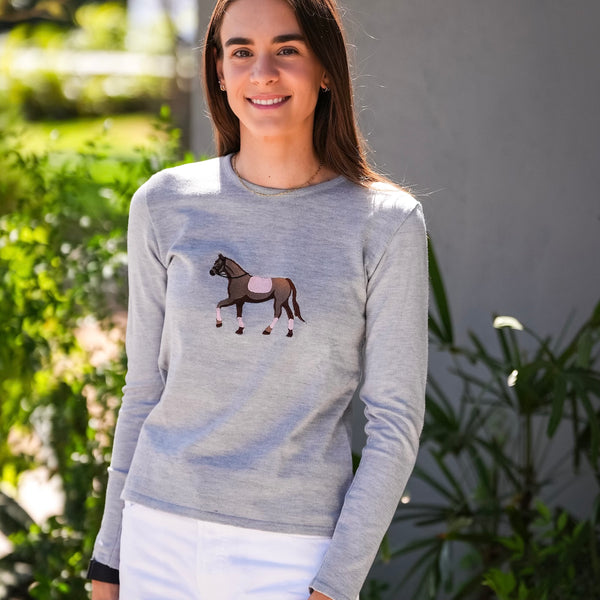 Tricot cavalo | cinza + rosa